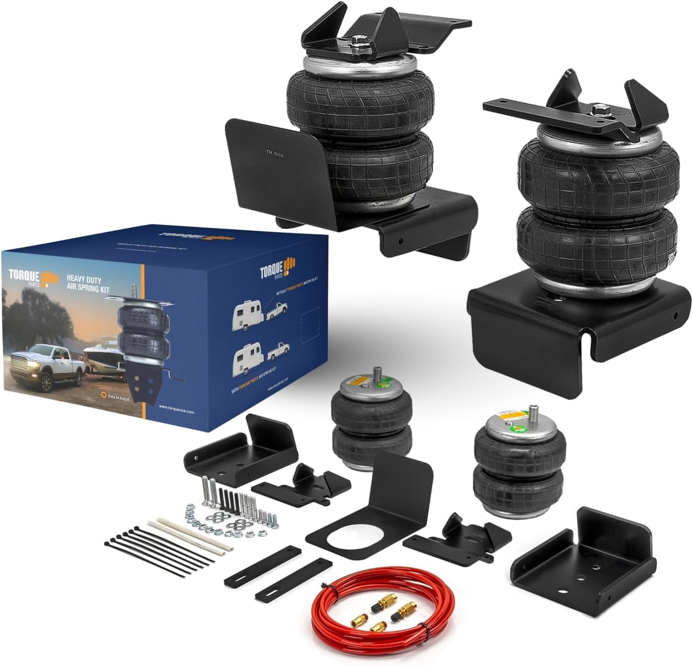 TORQUE Airbag Air Bag Suspension Kit for 2019-2026 Chevrolet Chevy Silverado 1500 and GMC Sierra 1500 Rear Helper Bag Spring Towing 5000 lbs (Replaces Firestone Ride Rite 2609) (TR2609)