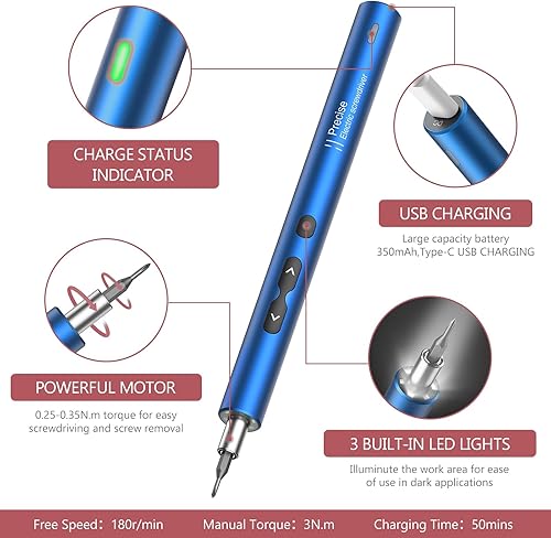 Miniatura 3 de LOFICOPER Destornillador eléctrico inalámbrico, kit de destornilladores de precisión 28 en 1, juego de herramientas de reparación electrónica, con