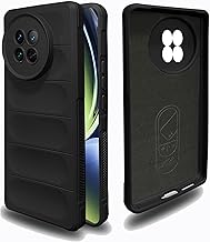 A rtistque Back Cover Case for Vivo X90 5G | with Inner Fabric | Stylish AirBag Case | Liquid Stripe Silicone | Camera Protection | Anti Slip Grip | Vivo X90 5G Back Cover - Black