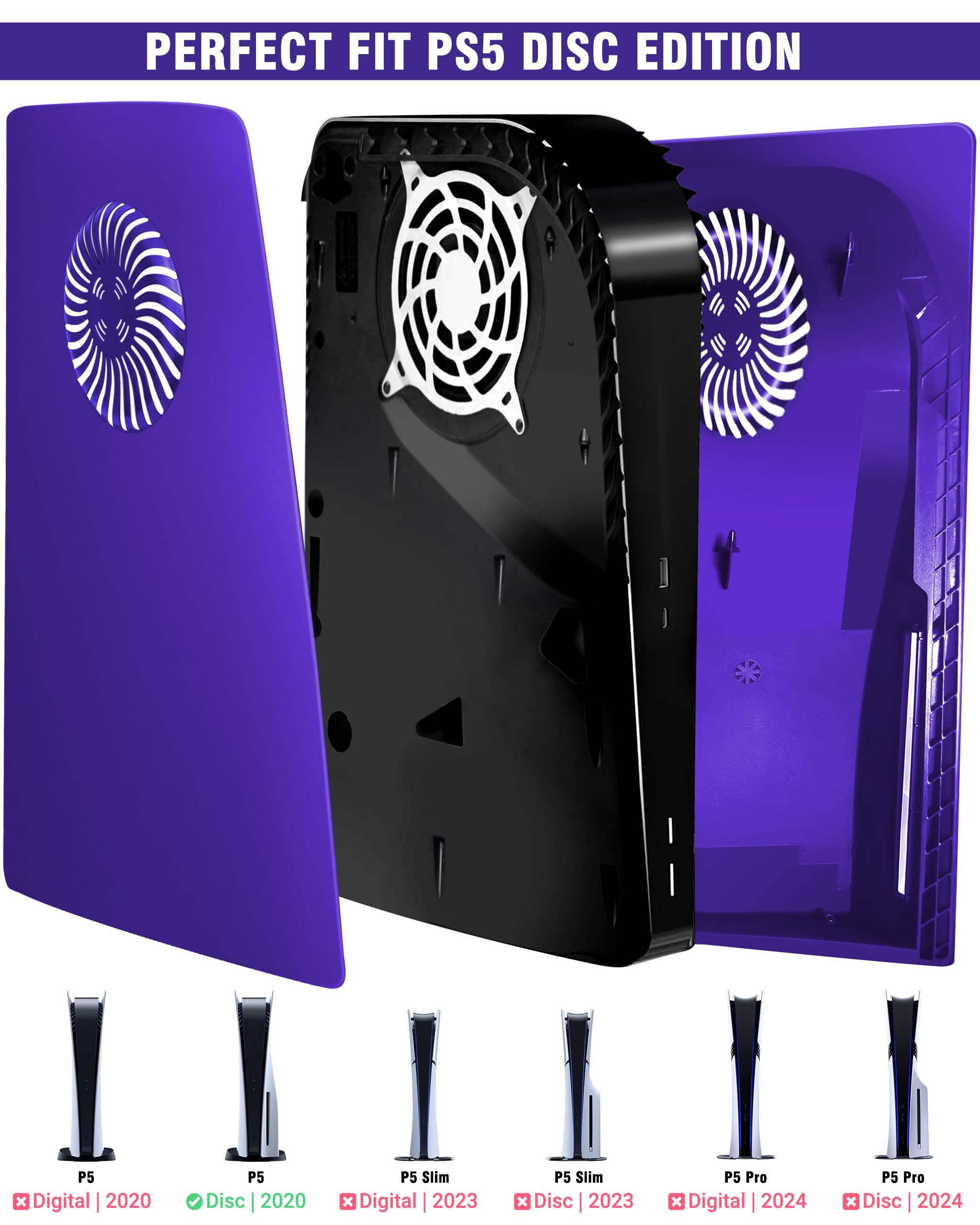 Joso Faceplate pour PS5 Disc Edition, Anti-Scratch boîtier de Remplacement étanche à la poussière, Cover Skin fit pour Console PS5 (CD-ROM) avec évent de Refroidissement