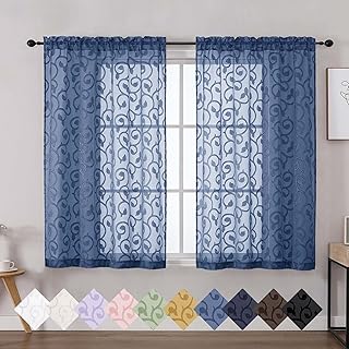 Short Sheer Dusty Blue Curtains for Bedroom Living Room 45 Inch Length 2 Panels Set, Soft Airy Light Filtering Elegant Geometric Jacquard Clip Window Curtains, 2Pcs Each 42" Wx45 L Inch
OEKO-TEX STAND
200