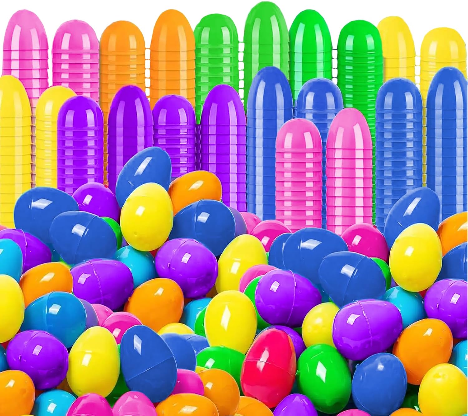 50 PCS Plastic Easter Eggs Easter Hinged Colorful Eggs Toys Bulk Fillable for Easter Hunt Party Favor Basket Stuffers Filler Prize Supplies Decor