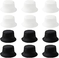 Vista 8 de Sombrero de pescador de algodón de 12 piezas para mujeres y hombres adultos de verano liso