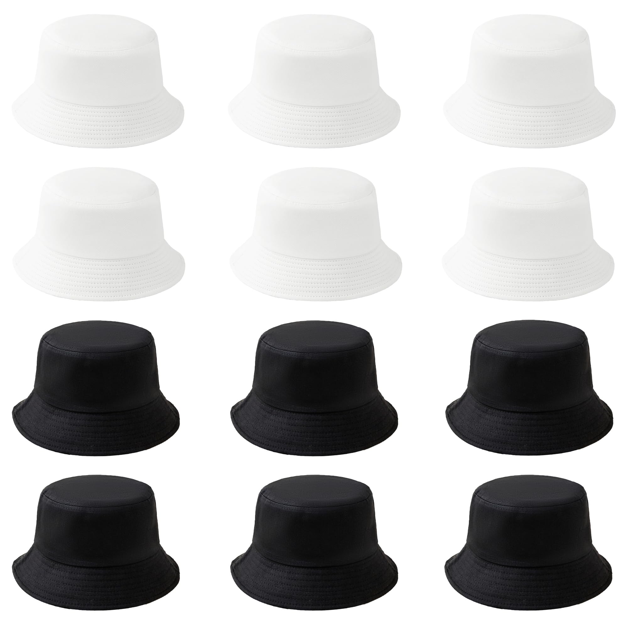 3539 12 Pieces Bucket Hat Solid Color Summer Fishing Hats Boys Girls UPF 12 Pieces Bucket Hat Solid Color Summer Fishing Hats for  main image 2