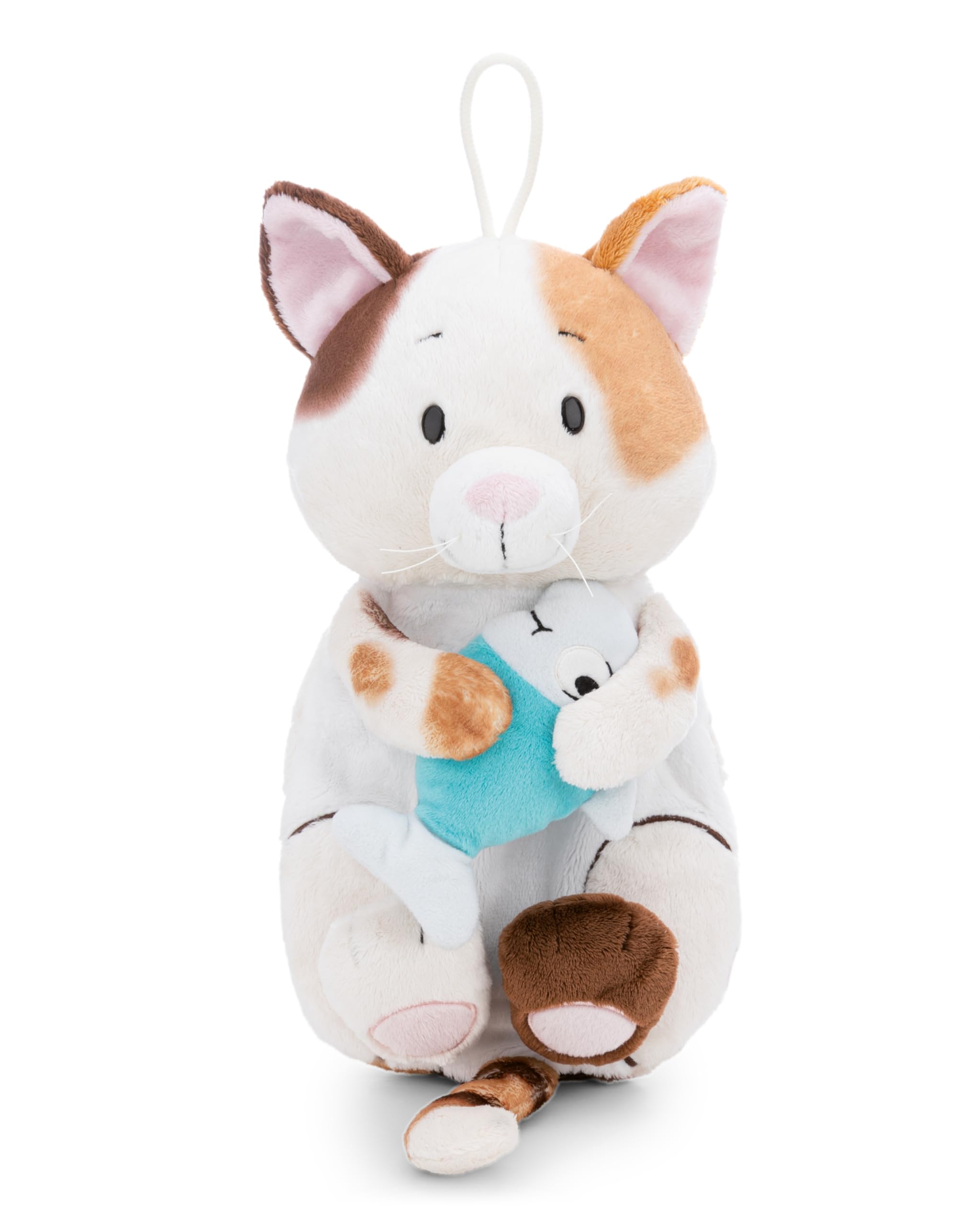 NICI Hot Water Bottle Lucky Cat with Fish, 300 ml, 30 cm, Brown, Cuddly Warming Animal from 10 Months, Plush Toy Hot Water Bottle for Children and Adults - 62168