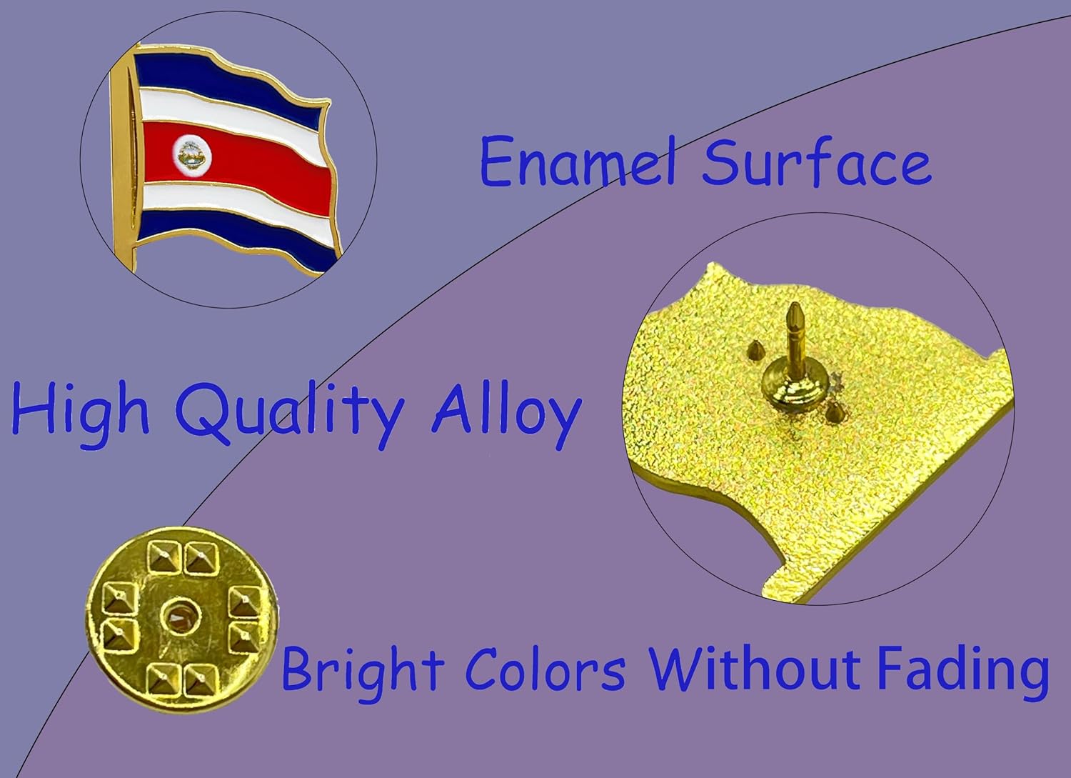 stidsds Costa Rica Flag Pin - Costa Rica Flags Pins Lapel Costa Rica Flag Enamel Lapel Pin Men Women Suit & Waving Patriotic Metal Badge Souvenir Hat Backpacks Decoration(4 Pack) - Image 6