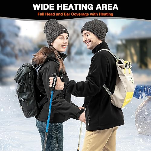 Miniatura 4 de DUKUSEEK Heated Hat, Electric Winter Heated Beanie Hat with 7.4V Rechargeable Battery for Men Women Grey Black