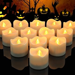 Topstone 12PCS Warm White Flameless LED Candles with Timer,Battery Operated Tea Lights, 6H On/18H Off Cycle for Halloween, Christmas, Wedding Centerpiece Decor,Votive Candles for Table Decorations