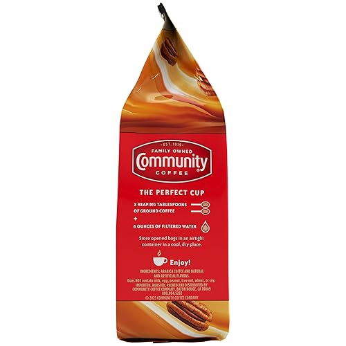 Miniatura 3 de Community Coffee Southern Pecan Praliné con sabor a praliné, 12 onzas, molido de tostado medio, 12 onzas (paquete de 1)