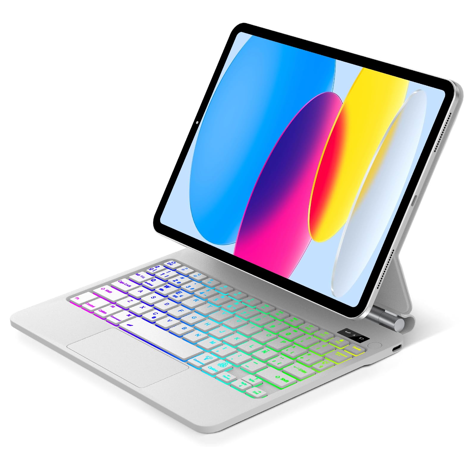 Keyboard Case for iPad 10th Gen 2022/ iPad 11 Gen A16 2025, Magic Keyboard per Pad 11 Generation A16, Spanish Ć Touchpad Bluetooth Backlit Keyboard for Pad 10.9'' 2022 - White