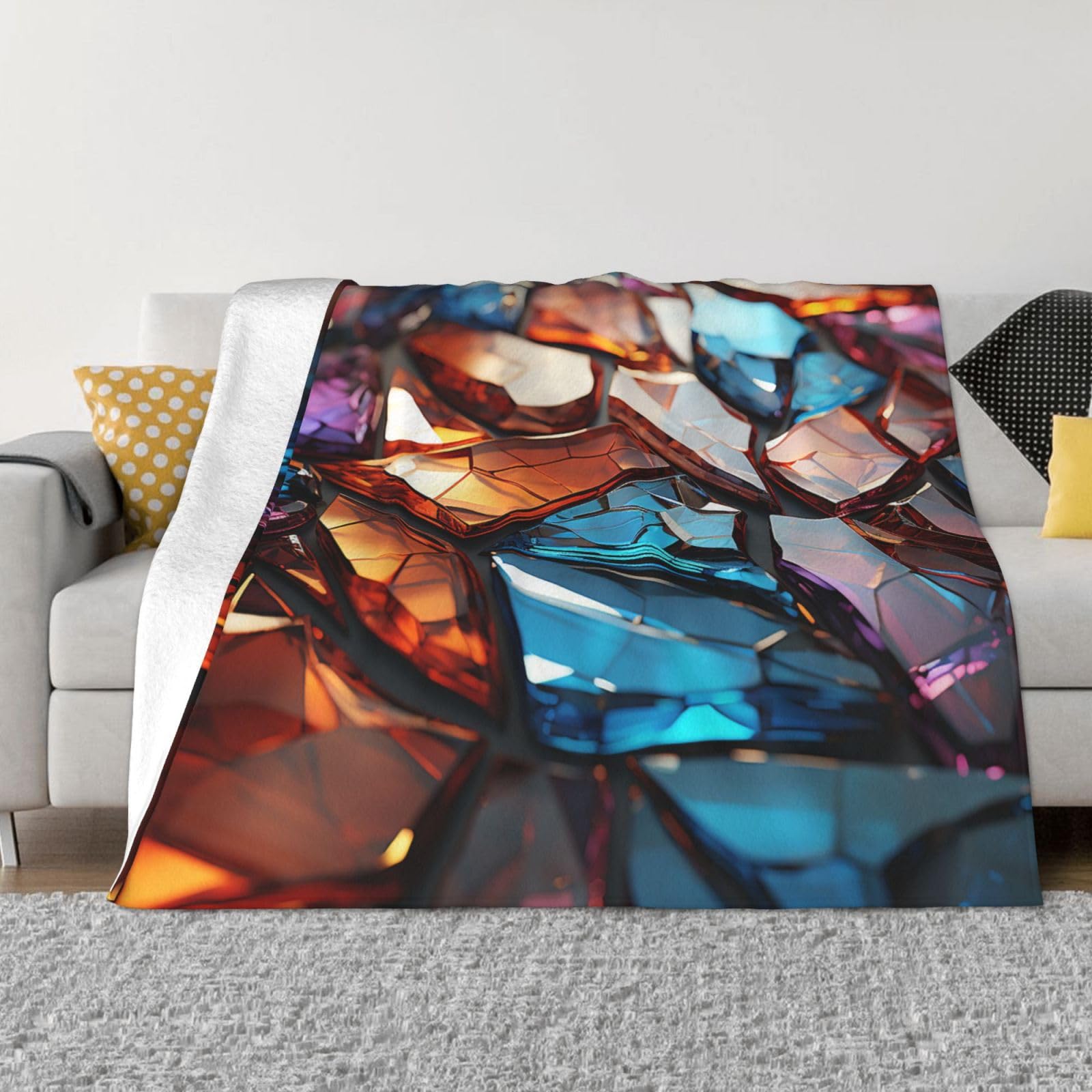 Couverture en flanelle de microfibre douce au motif artistique effet verre