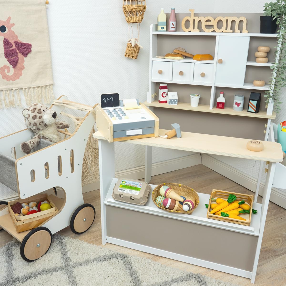 Meppi Kaufladen Nougat aus Holz - Kaufmannsladen für Kinder - Marktstand