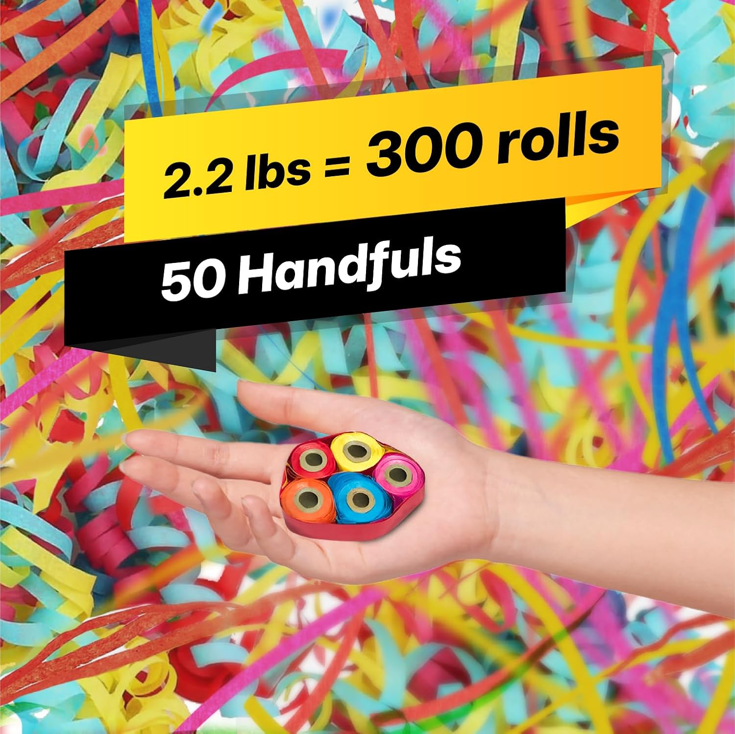 Streamer Paper Refill for Confetti Launcher – 2.2lbs | Bulk Multicolor Streamers – Biodegradable, Fire-Resistant, Non-Staining – Party Confetti for Weddings, Events & Concerts