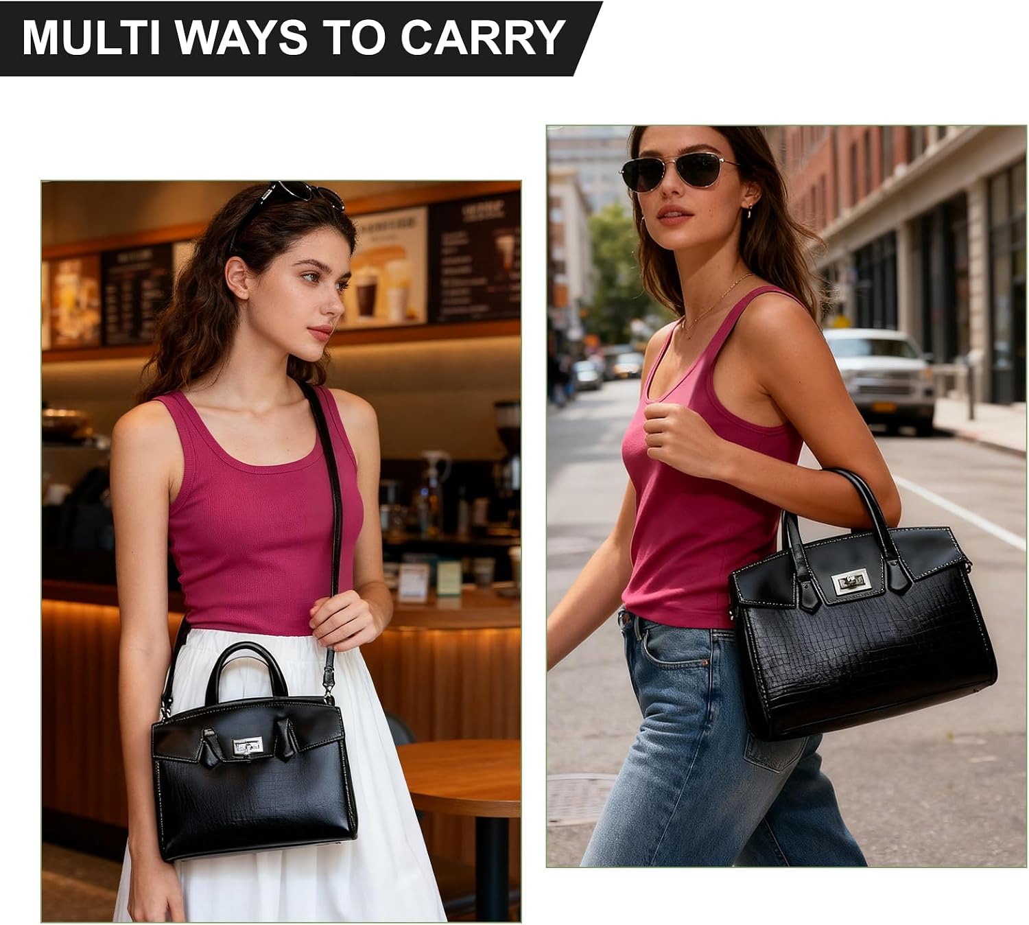 Luxury Women's Leather Tote Bag, two-tone Design, Premium Organic Leather, Professional Business Travel Handbag