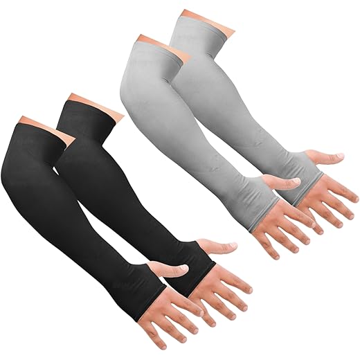 SNMMIFER UV Protection Arm Sleeves with Thumb Holes, Nylon Sun Protection Hand Cover for Running and Cycling, Unisex