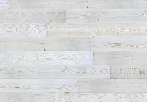 Luxdecor Tablones de pared de madera real para pared, tableros de Shiplap de color blanco y marrón, fácil de despegar y pegar en tableros Shiplap,