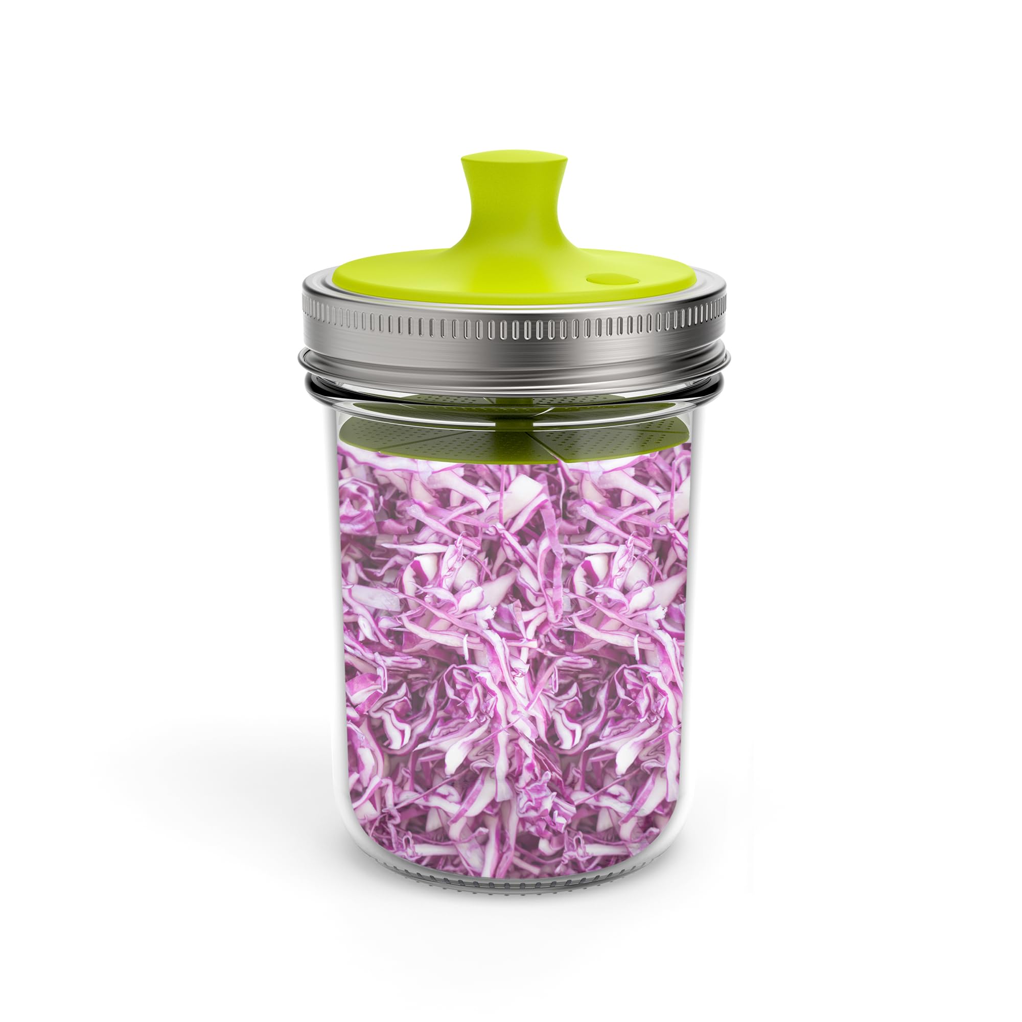Jarware Nylon Fermentation Lid For Wide Mouth Mason Jars, One Way Valve and Adjustable Platform Included