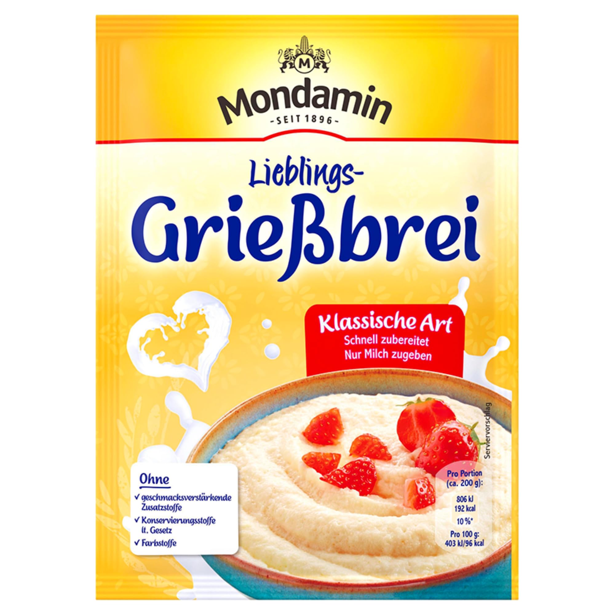 usy Bundle für Mondamin Grießbrei klassischer Art VPE (14x89g Karton) + usy Block