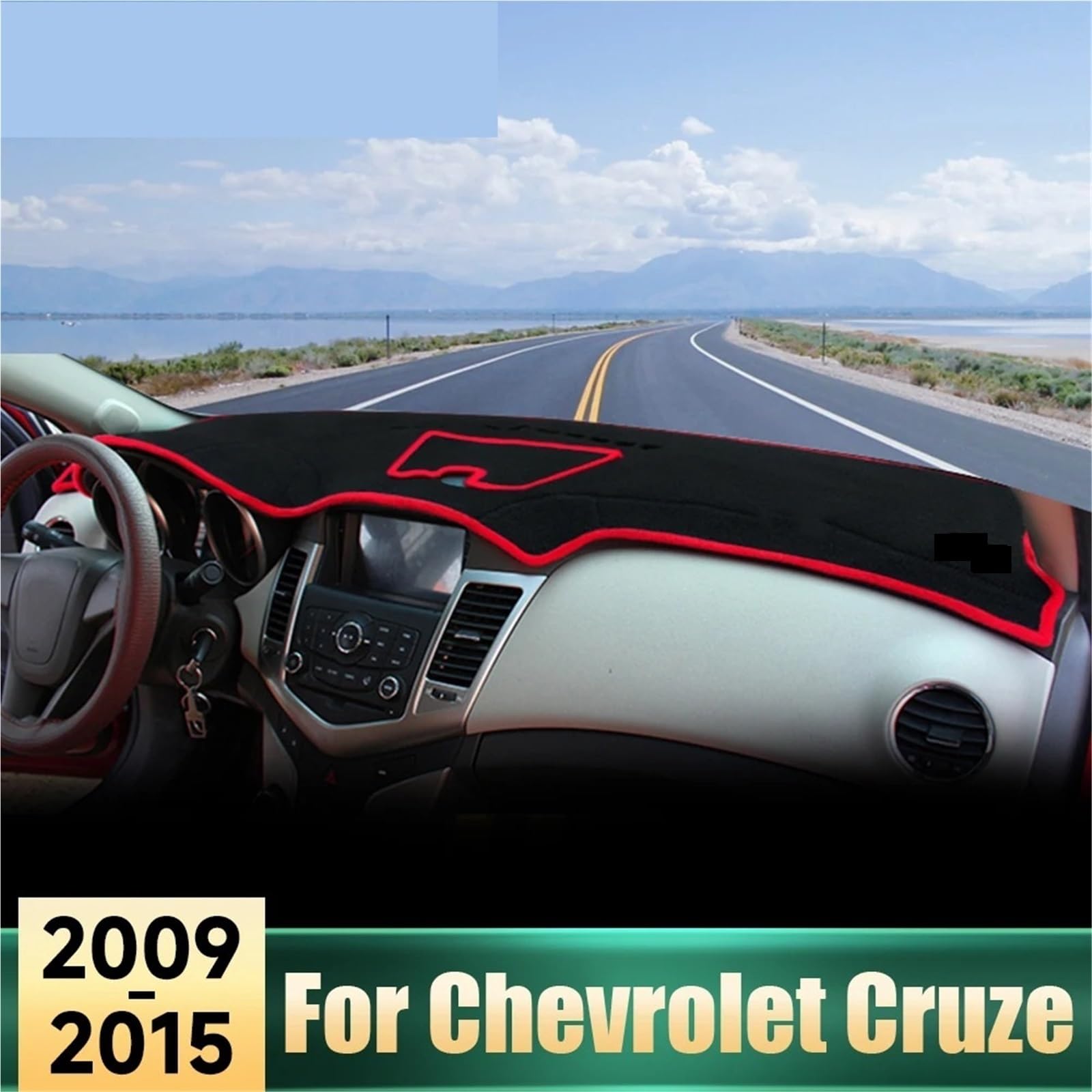 Pokrowiec na deskę rozdzielczą samochodu Pasuje do Chevrolet Cruze 2009-2015 Pokrywa deski rozdzielczej samochodu Anty UV Podkładki Dywaniki Antypoślizgowa mata ochronna(B Black Not Storage)