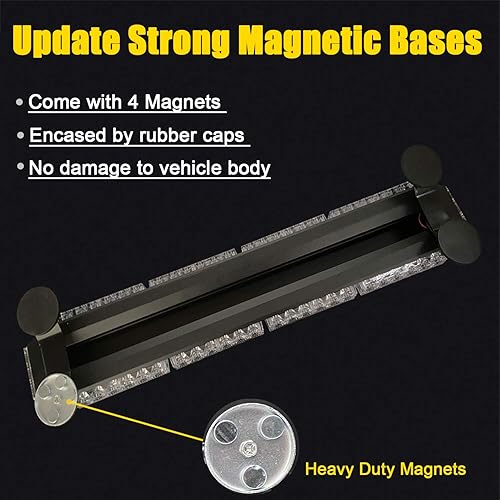 Miniatura 3 de DIBMS Barra de luz LED estroboscópica intermitente, 54 LEDS, doble cara, ámbar de advertencia de peligro de emergencia, luces de baliza de seguridad