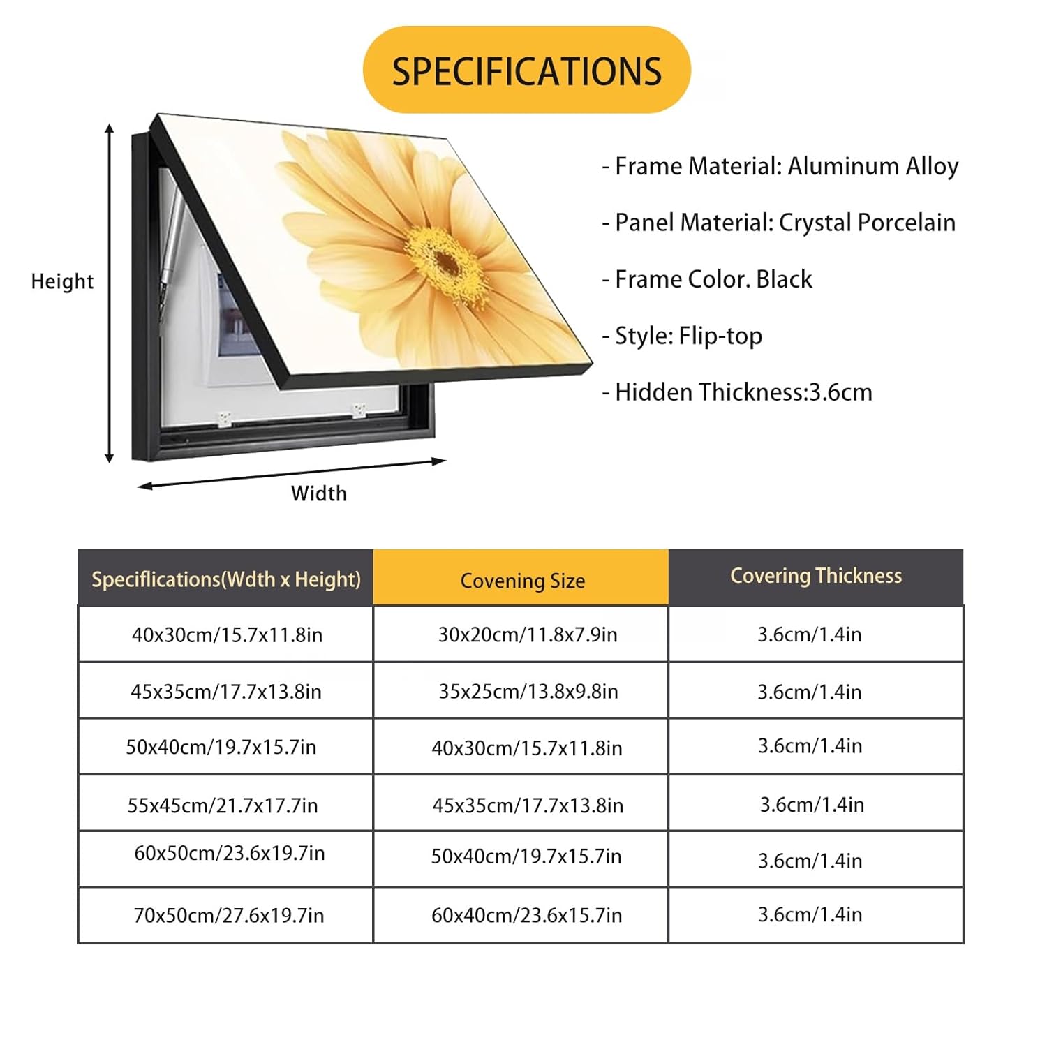 Wall Mounted Electrical Panel Covers Electric Meter Box Decorative Painting Breaker Box Cover Decorative Fuse Box Cover to Different Interior Decoration Styles(Yellow,55x45cm/21.7x17.7in)