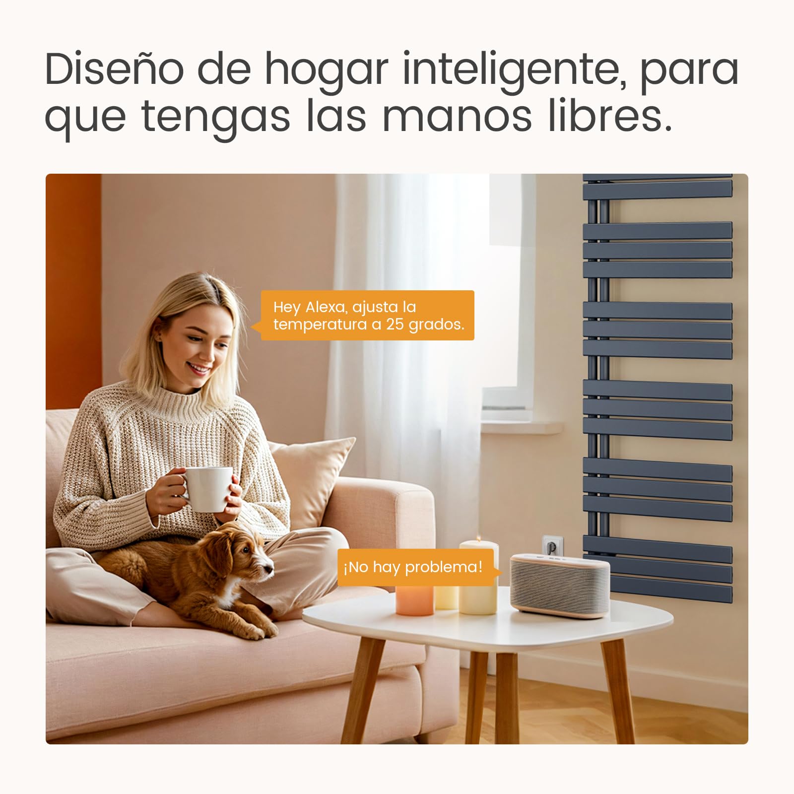 EMKE Radiador Toallero Eléctrico con WiFi Termostato 104x40 cm, Antracita | Toallero Eléctrico de Bajo Consumo, Resistencia Calefactora con Temporizador,Calienta Toallas,Secatoallas,400W