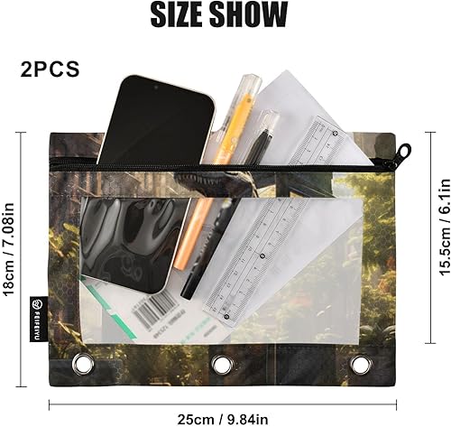 Miniatura 3 de Urban Jungle - Cabina de teléfono de dinosaurio con 3 anillas, estuche de plástico transparente impermeable con cremallera, organizador de