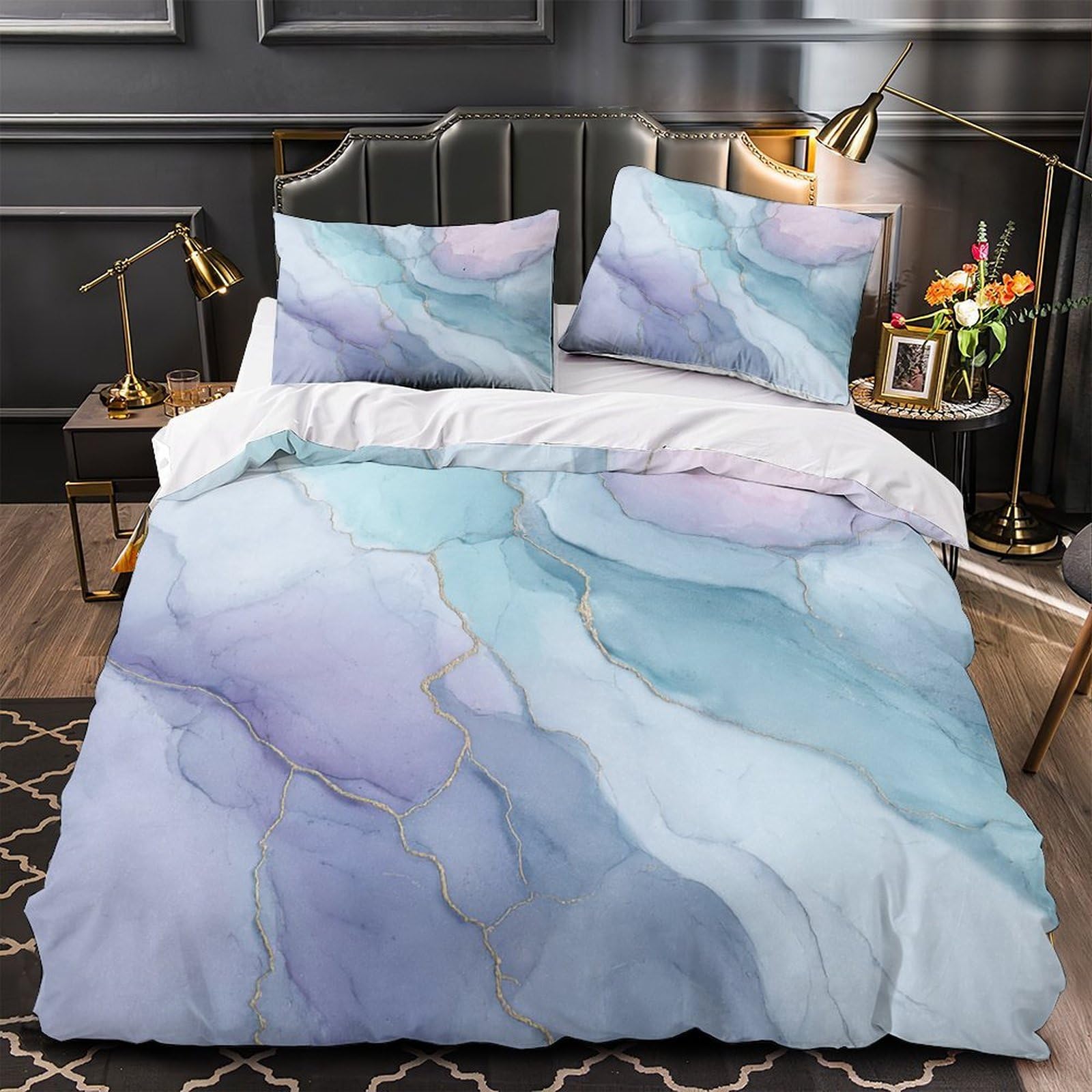 Parure de lit effet 3D pour chambre d'ado moderne avec housse de couette douce