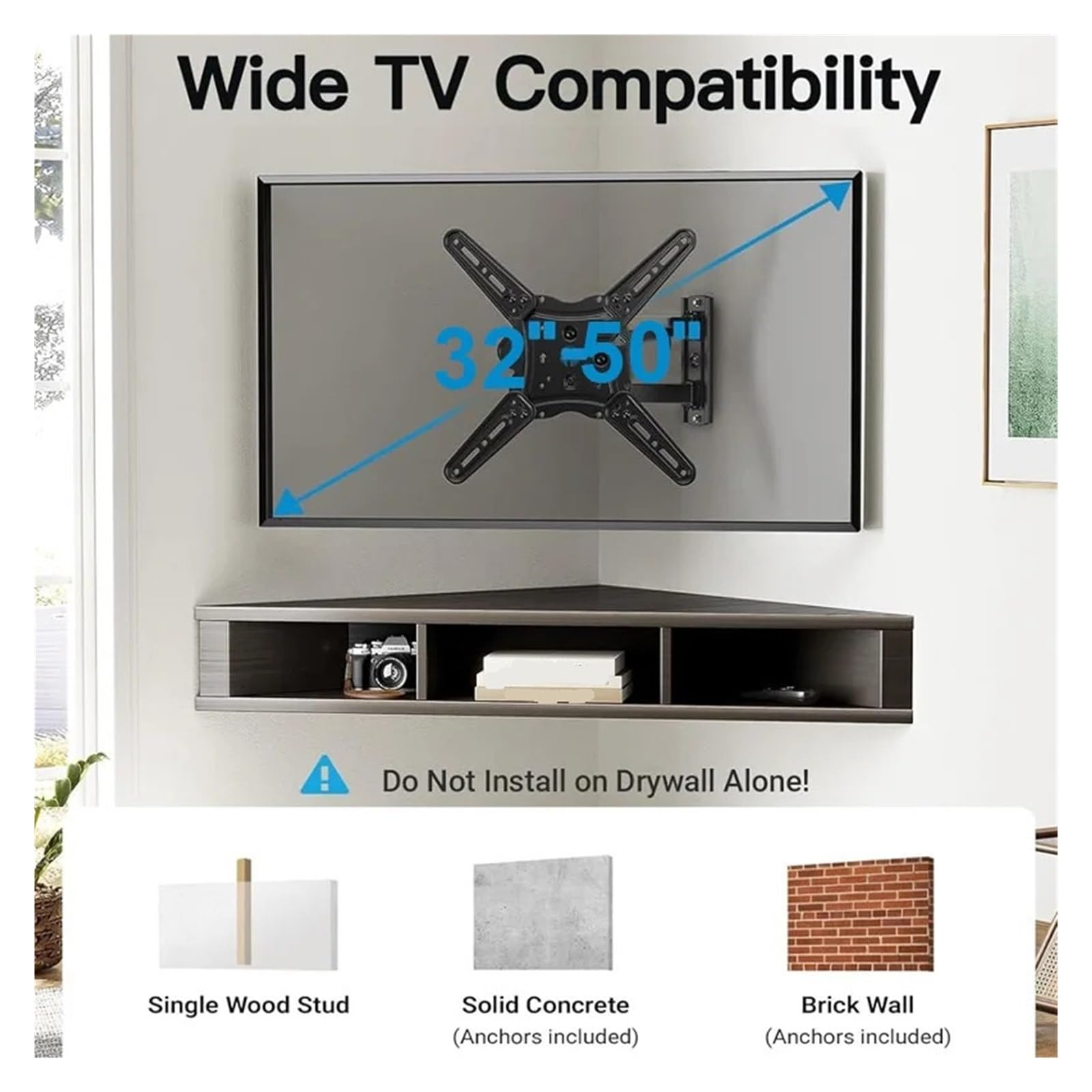 Supporto a parete for TV con braccio lungo da 32-55 pollici | Staffa da parete for monitor LED LCD VESA 400x400 mm con braccio lungo estensibile