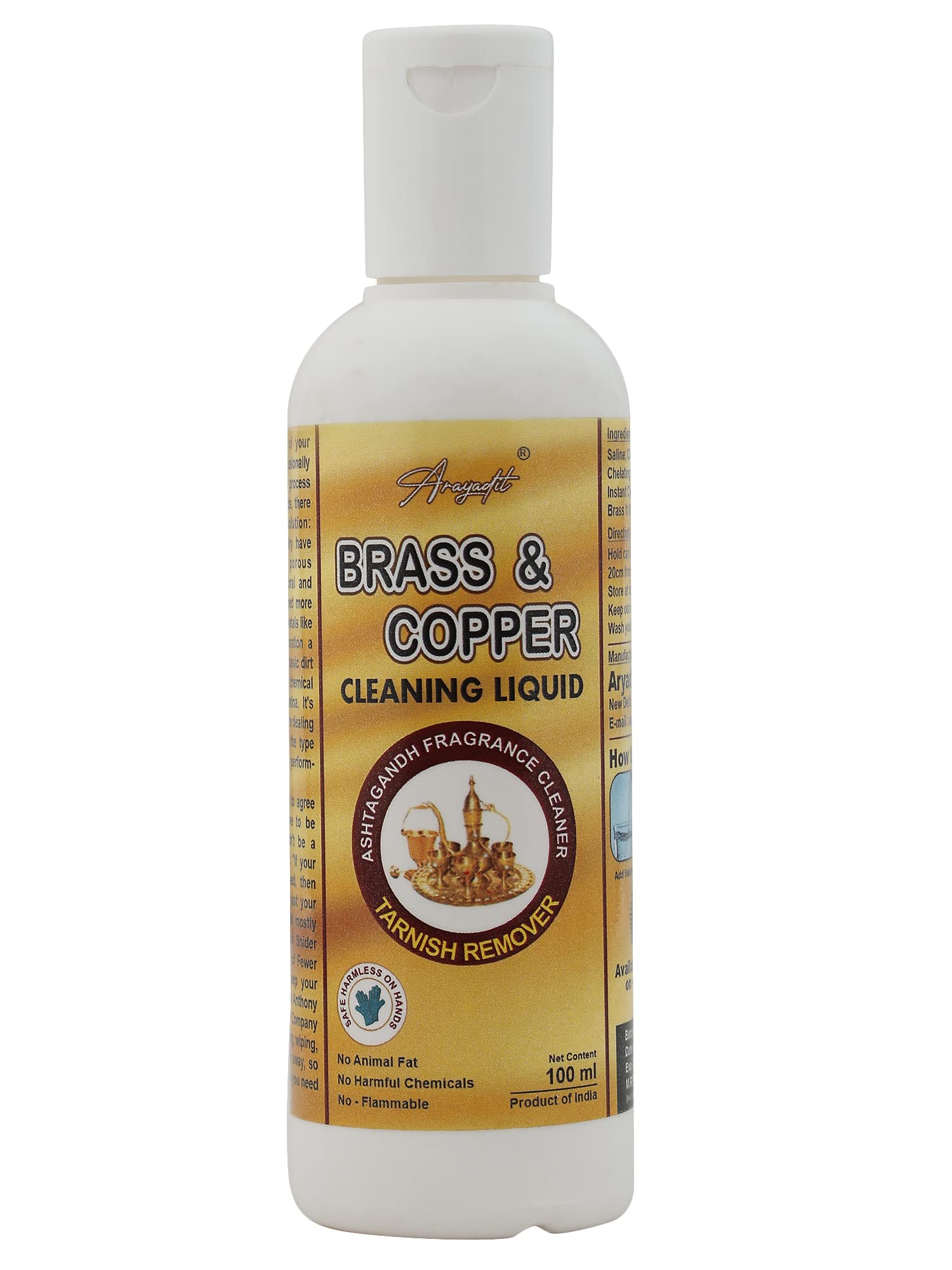 Aryadit Chemical-free liquid cleaner for all kinds of Brass & Copper metal laddu Gopal and God idol Cleaning Formula (Pack of 1) (B0BT244BJ2) Amazon Price History, Amazon Price Tracker