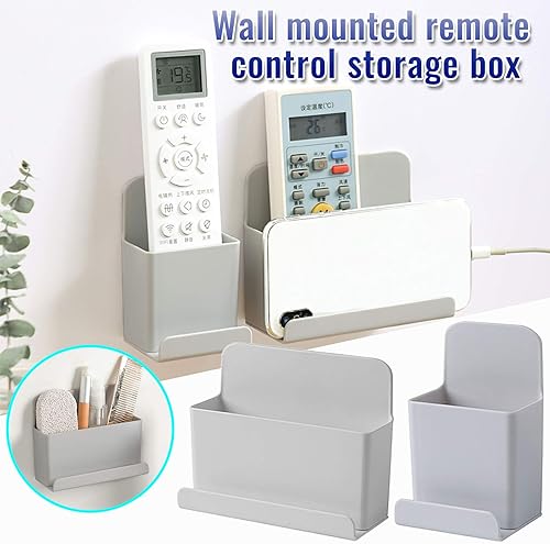 Miniatura 2 de Prime - Juego de soporte de pared para control remoto, organizador de caja de almacenamiento autoadhesiva para teléfono, bolígrafo, brochas de