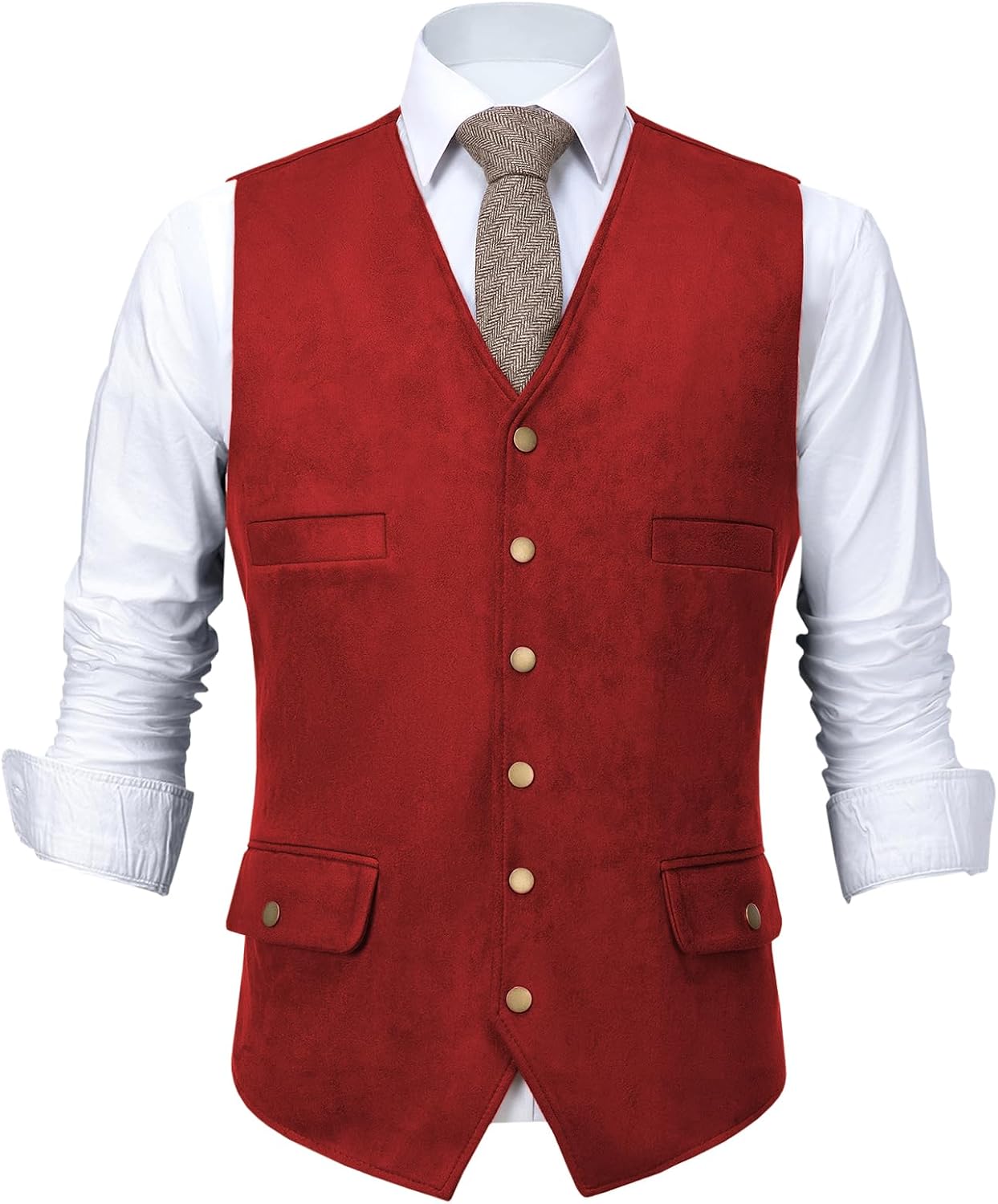 Tuikayoo Uomo Camoscio Vestito Gilet Vintage Western Cowboy Gilet Vestibilità normale per Matrimonio Groomsmen, marrone, XXXXL Tuikayoo Uomo Camoscio Vestito Gilet Vintage Western Cowboy Gilet Vestibilità normale per Matrimonio Groomsmen, marrone, XXXXL