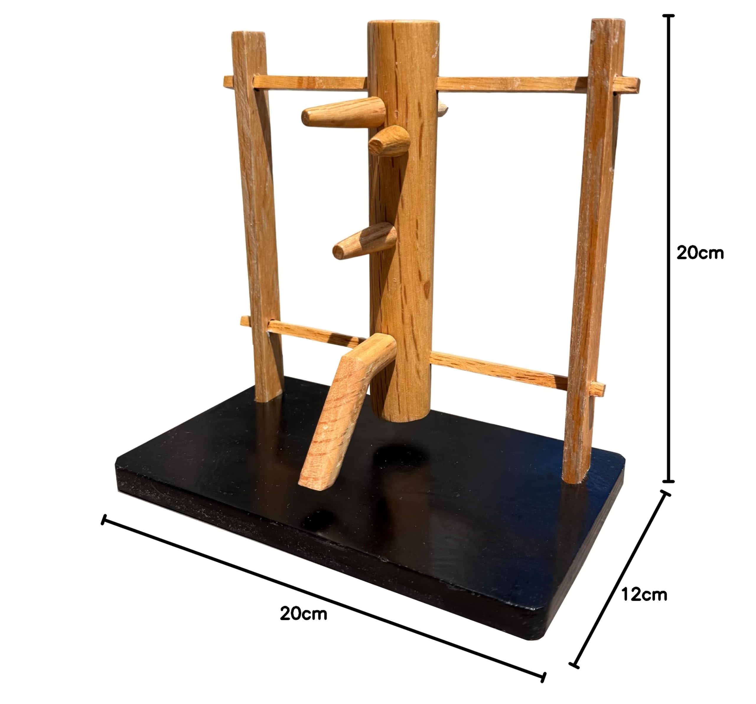 Mini manichino di legno Wing Chun, Mook Jong Tradizionale, Base Nera, Modello Decorativo