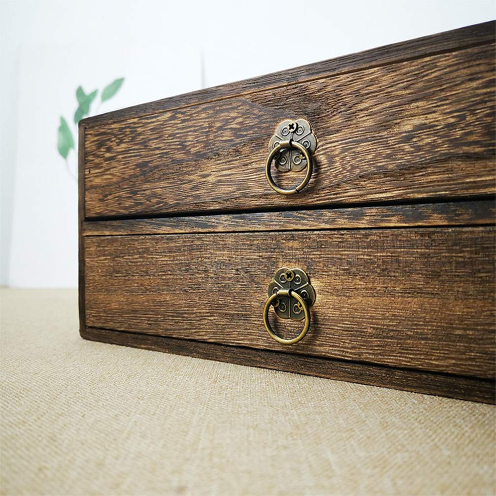 Kleine Aufbewahrungsbox aus Holz mit Schubladen Typ wenig tief 2 Schichten Schrank Schreibtisch Organizer für Zubehör, 25,5 x 24,5 cm (59RU18UOET33SNLC0Y71DIH)