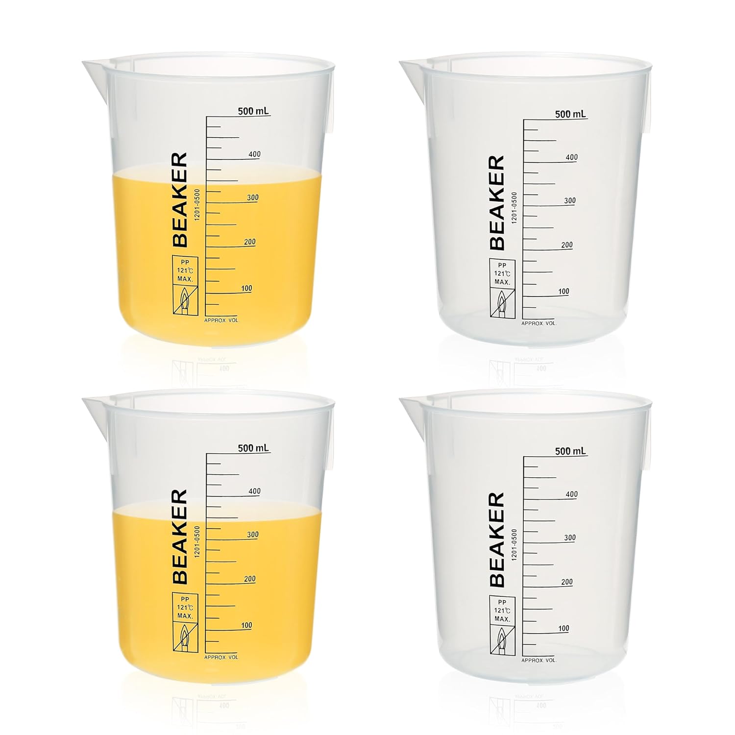 ULAB Scientific Stackable Graduated Plastic Beakers, 12pcs of Vol.30ml(1.01oz), with Easy-to-Read Printings in Black, UBP1020