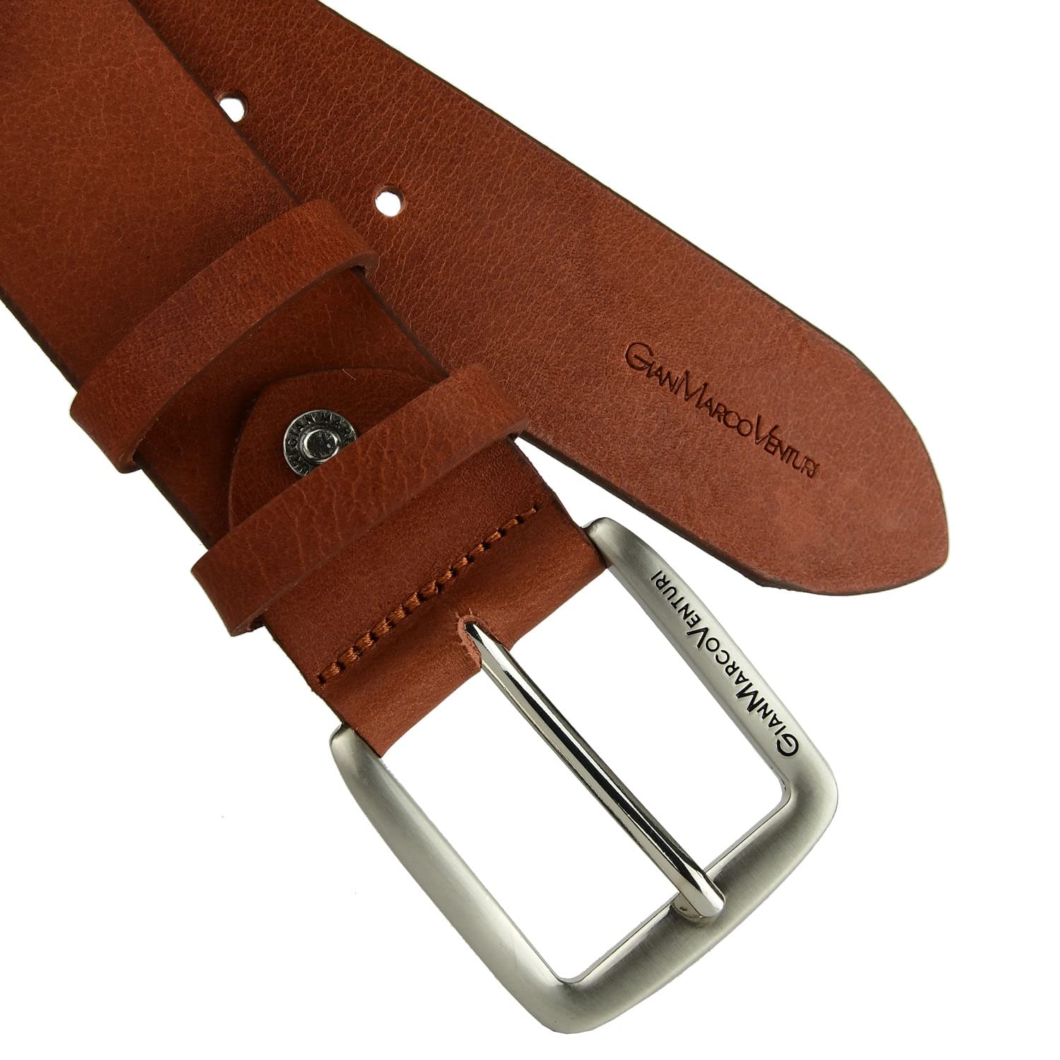GianMarcoVenturi Cintura Uomo In Vero Cuoio, Made In Italy, Accorciabile