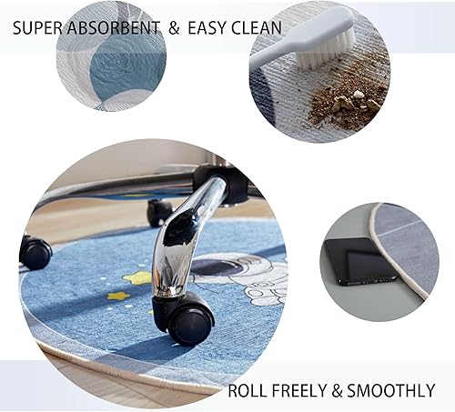 Miniatura 5 de Alfombra redonda de 39 pulgadas con diseño de mandala colorida para silla de oficina, para alfombras, diseño geométrico abstracto, protector de