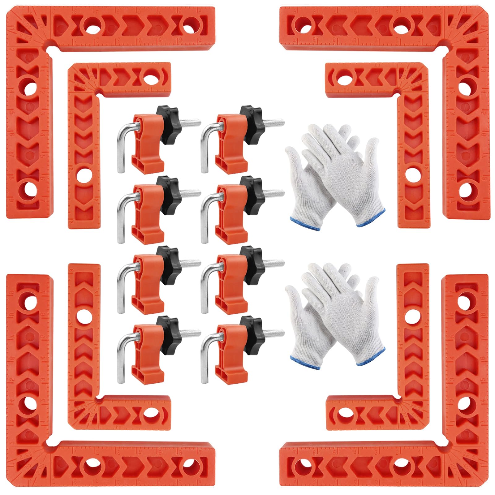 8 Équerres Positionnement 90° SDwfxd - Avec Pinces Et Gants - Pour Bois, Cadres, Assemblage Précis