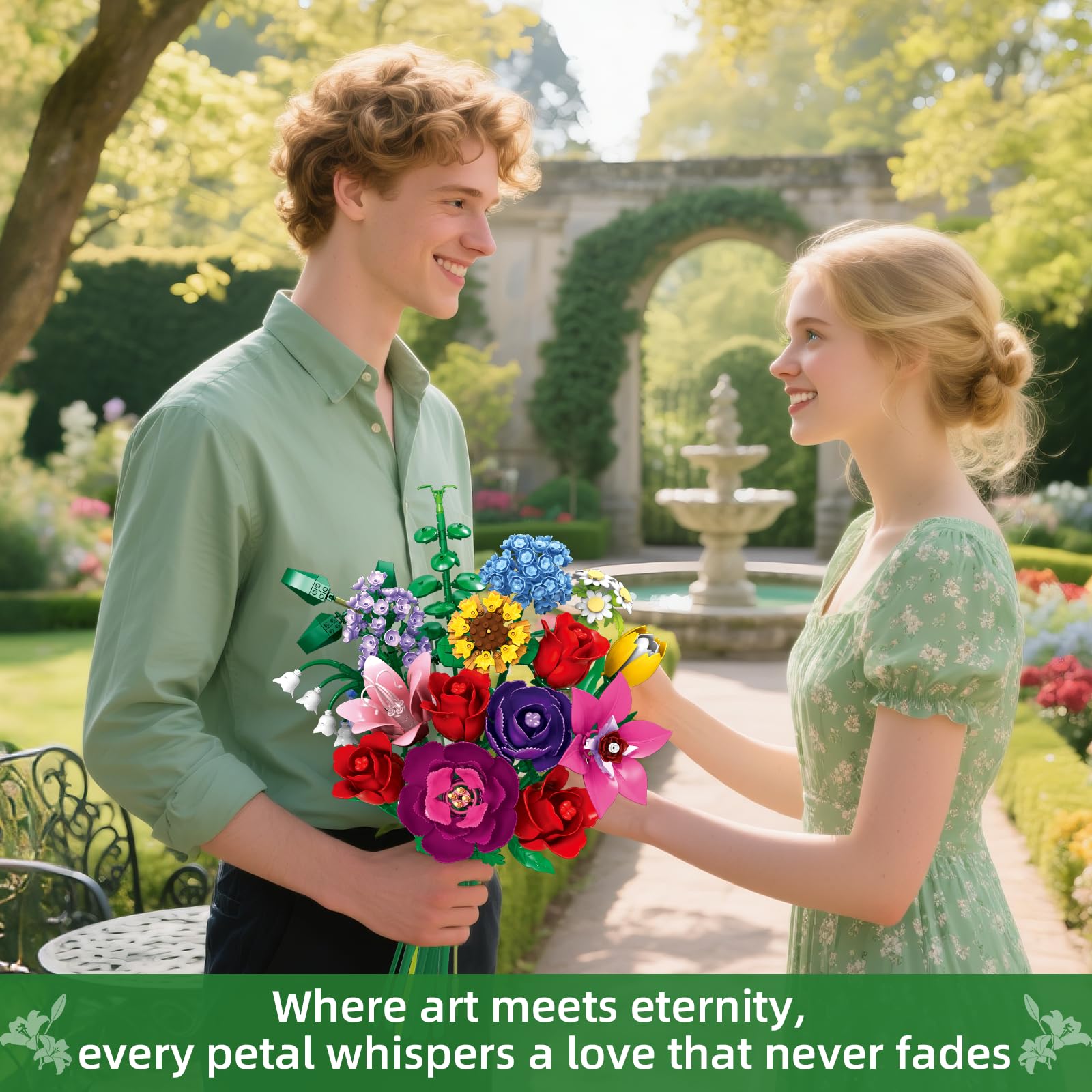 kiothdre Kit Construction Bouquet de Fleur pour Adulte Femme, Kit Blocs Botanique Botanical Fleurs pour Décoration Maison, Cadeau Noël, Anniversaire, Saint Valentin