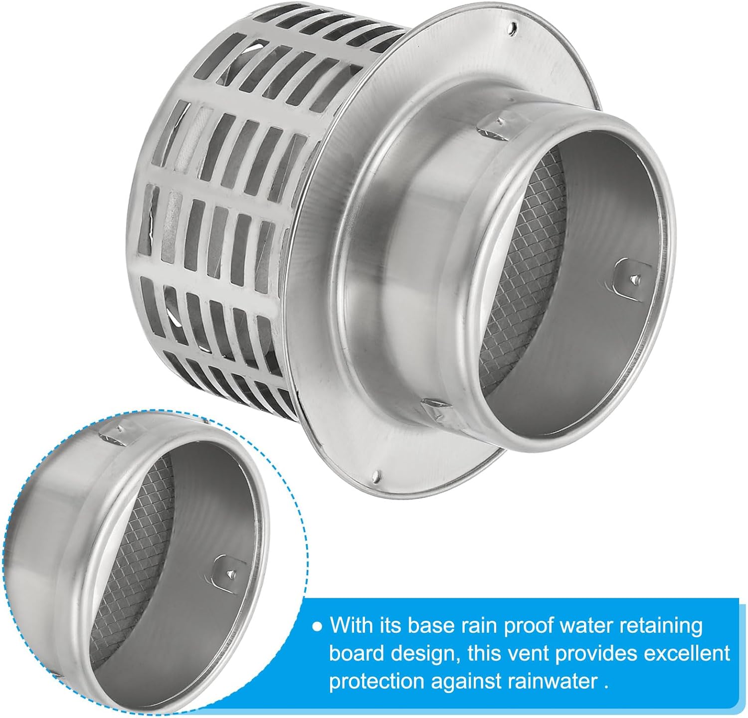 PATIKIL 4" 304 Stainless Steel Vent Cover, 2pcs Exterior Wall Round Air Vent Louvered Soffit Vent Hood with Mesh Screen for Outdoor HVAC Exhaust Extractor Fan