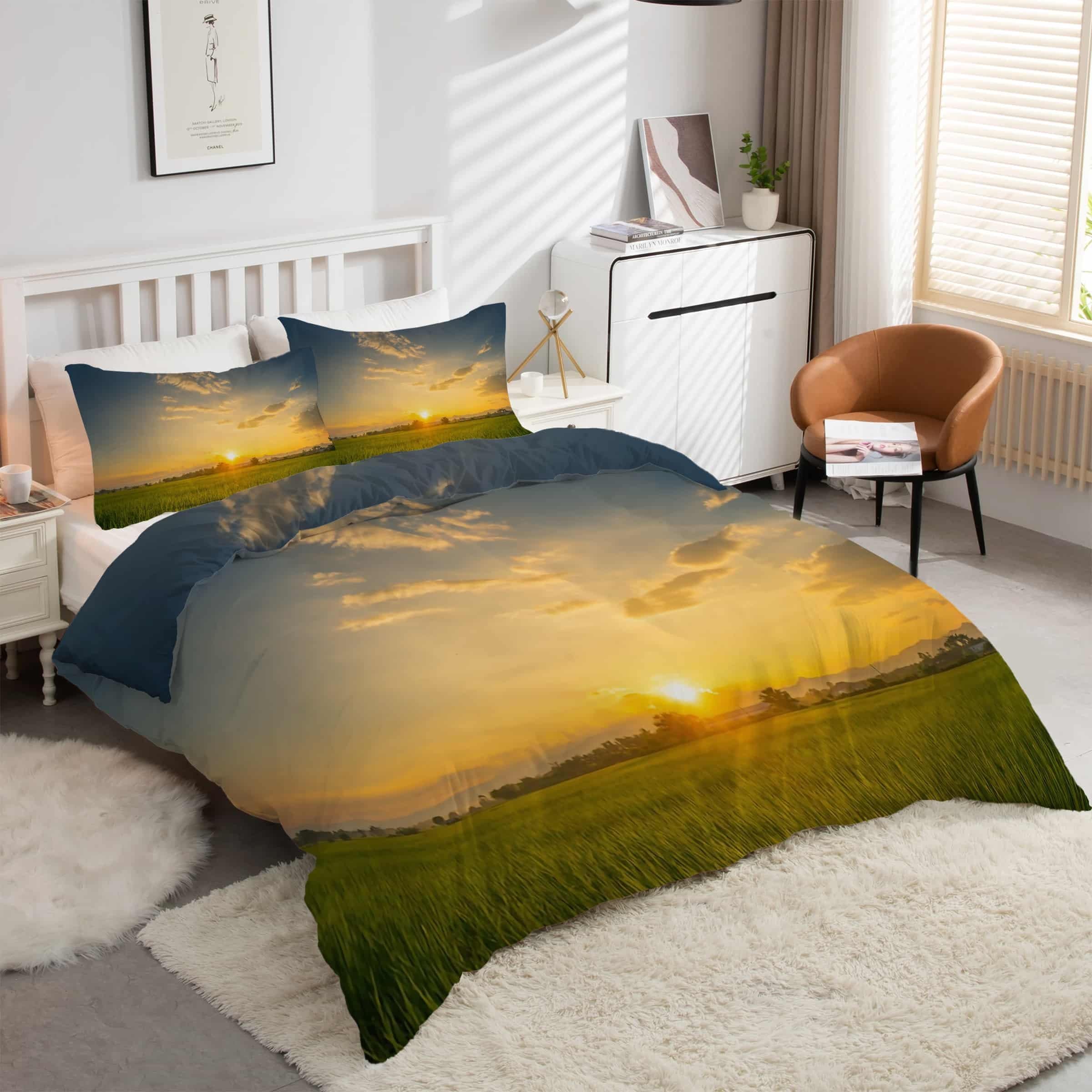 Housse de couette 220x240 sans repassage à fermeture éclair pour lit 2 personnes pressées