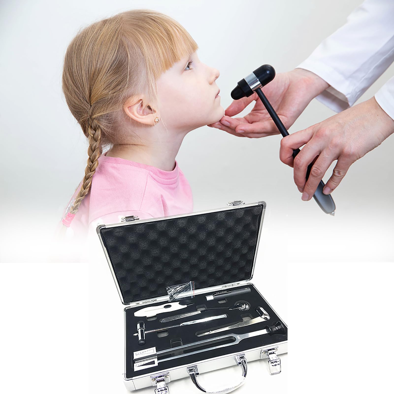 Zestaw do badań neurologicznych, 7-częściowy zestaw diagnostyczny do badania Pinprick, temperatury, ciśnienia dotykowego, wibracji i odruchu ścięgiennego