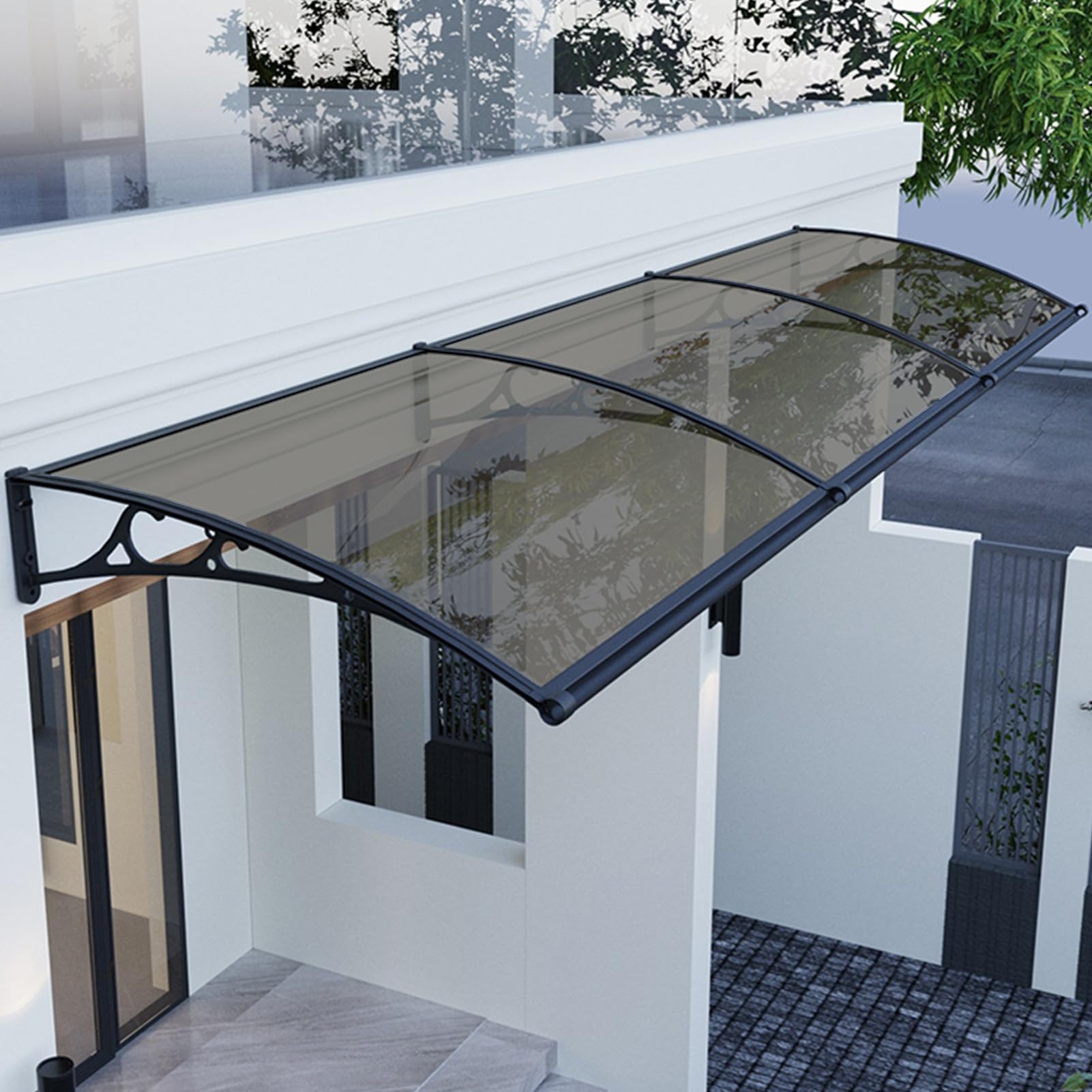 Marquise en polycarbonate pour protéger la vitrine des commerces et terrasses