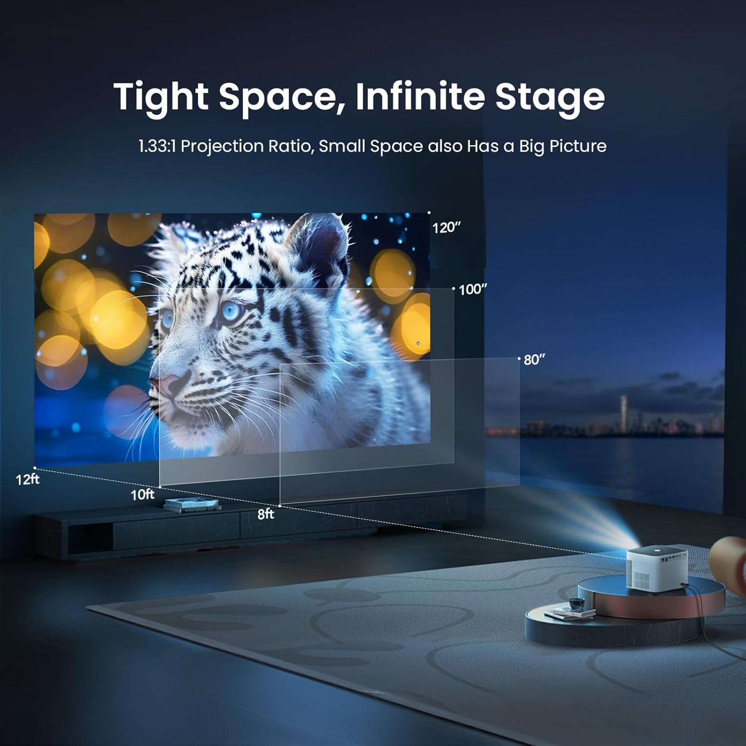 YABER U11 Smart Projector remote control with dedicated buttons for streaming services.