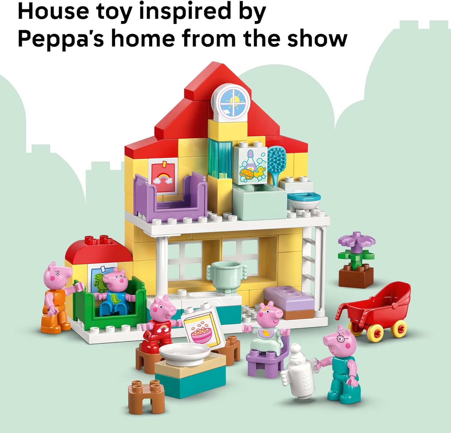 LEGO DUPLO Peppa Pig Family House - Building Toy for Toddlers, Ages 2+ - Sensory Toy for Girls & Boys - W/ 5 Figures - Birthday Gifts for Kids - 10467