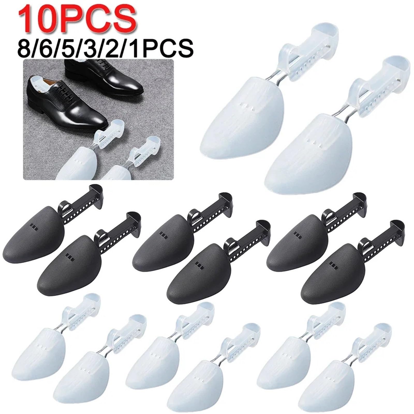 Schuhspanner 1-10 Paar Schuhspanner aus Kunststoff for Damen und Herren, Unisex, Lederschuhe, verstellbar, tragbar, Schuhspanner, Former, Spannerhalter