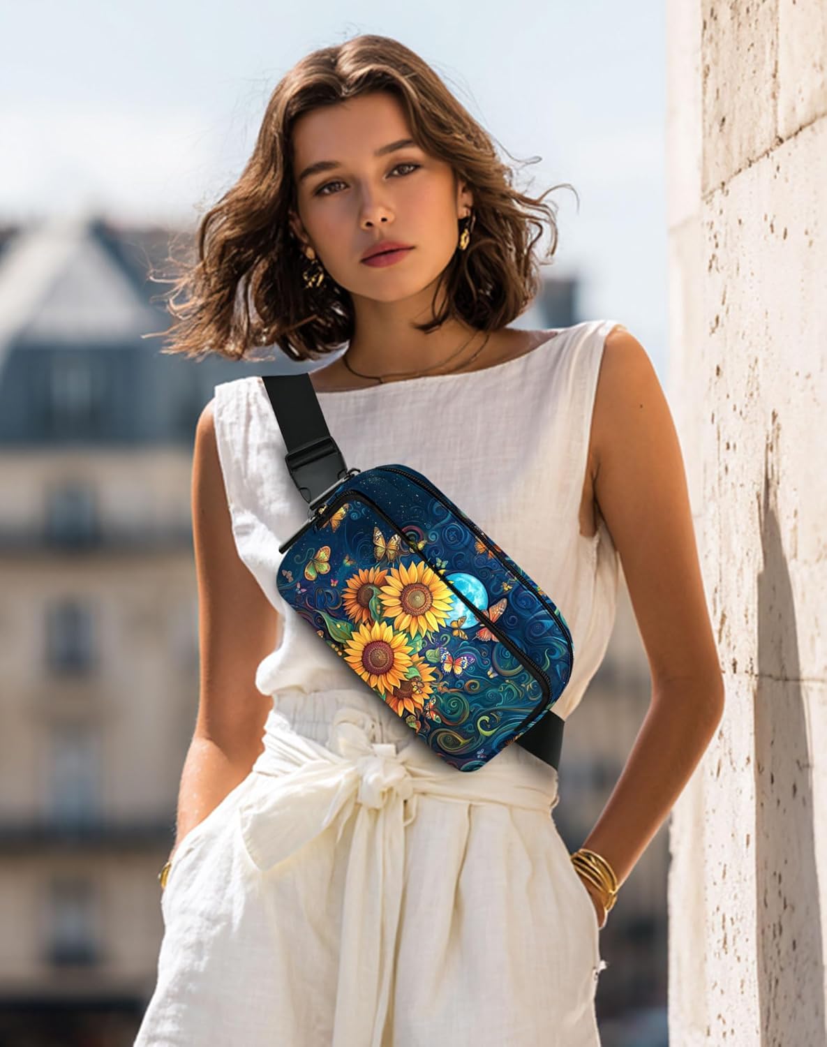 Sunflower Fanny Pack Travel Belt Bag Waterproof Small Crossbody Bags for Women Waist Pouch for Running Hiking Cycling - Image 2