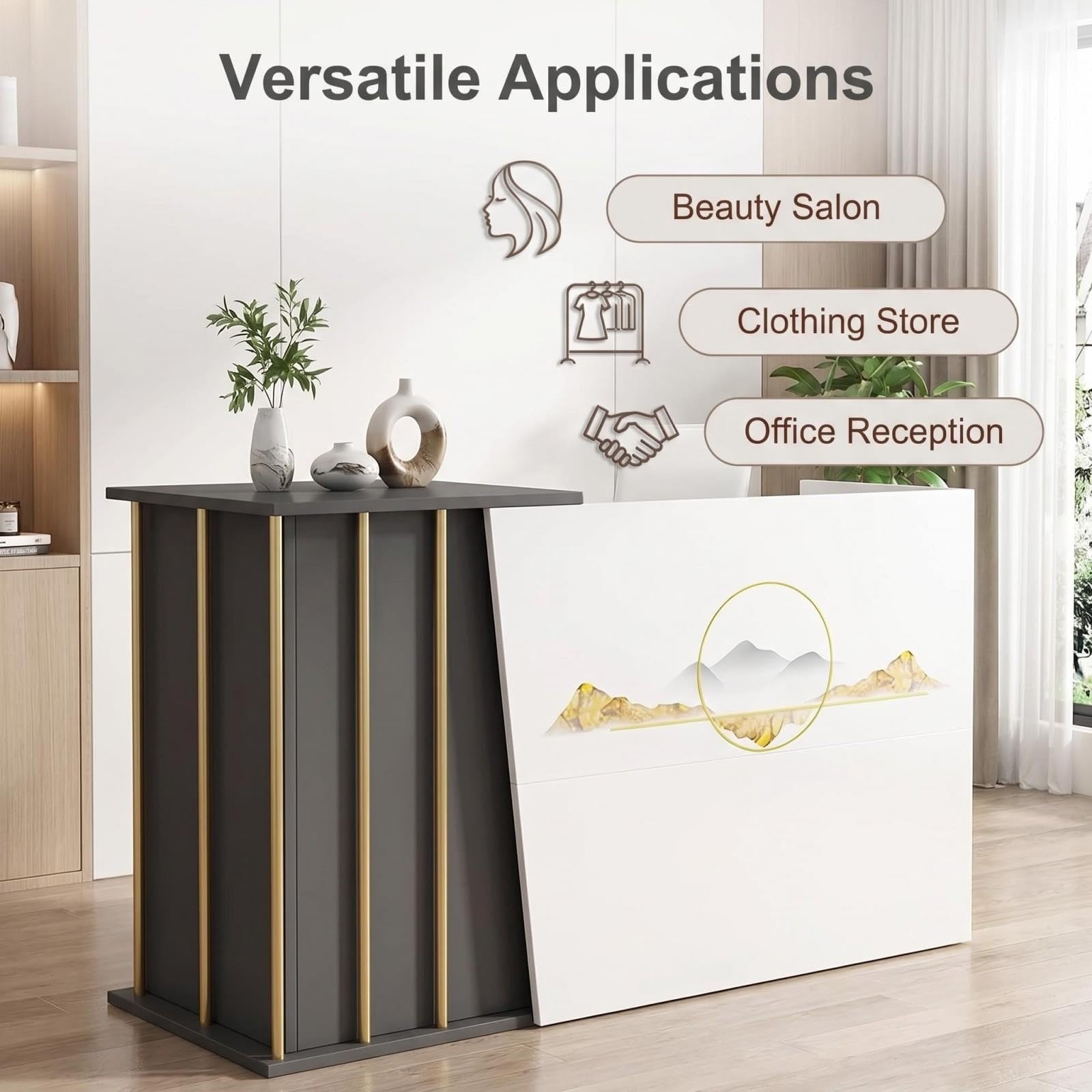 Kassentheke für Einzelhandel, Empfangstheke mit abschließbarer Schublade, Schmaler Verkaufstresen und Rezeptionstresen für Büro, Salon, Hotel und Geschäft(120cm)