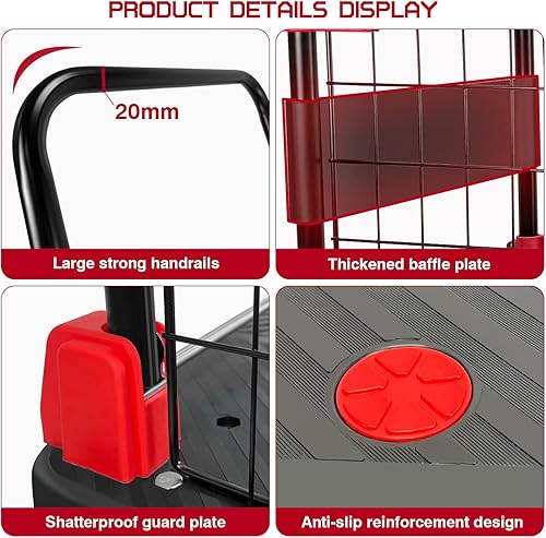 Miniatura 3 de Carrito de plataforma con jaula, carrito plegable de empuje de 440 libras de capacidad con ruedas giratorias de 360 grados TPR de 5 pulgadas,
