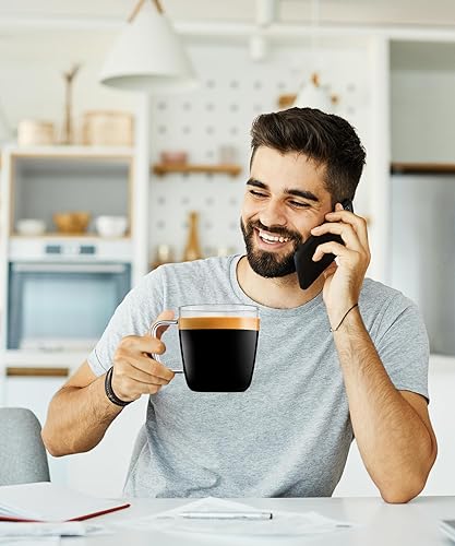Miniatura 8 de LUXU - Tazas de té de vidrio grandes y de alta calidad (juego de 2), 24 onzas, modernas y sencillas tazas de café o té de vidrio, de boca ancha,